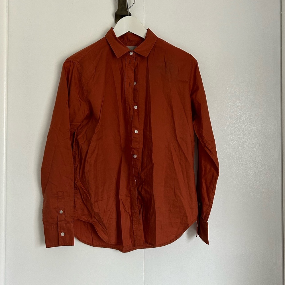 Everlane orange button down shirt